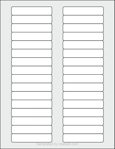 Avery Presta® 97176 template with 32 rectangular 3 x 0.625 inch labels per sheet, on Letter-size adhesive blank label sheets.