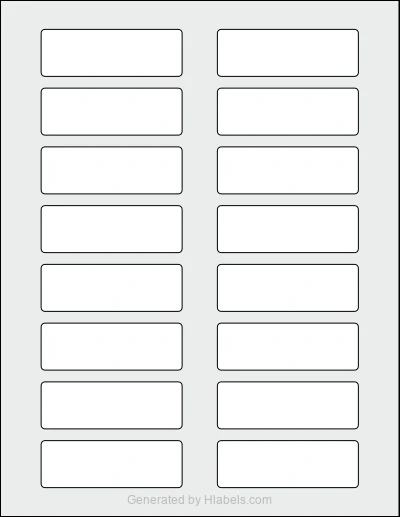 Avery Presta® 97181 template with 16 rectangular 3 x 1 inch labels per sheet, on Letter-size adhesive blank label sheets.
