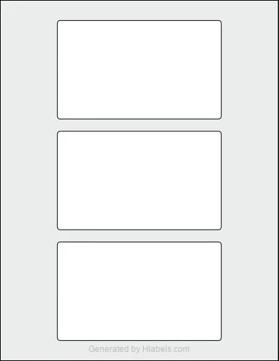 Avery Presta® 97186 template with 3 rectangular 5 x 3 inch labels per sheet, on Letter-size adhesive blank label sheets.