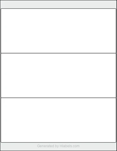 Avery Presta® 97187 template with 3 rectangular 8.375 x 3.25 inch labels per sheet, on Letter-size adhesive blank label sheets.