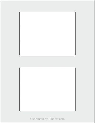 Avery Presta® 97189 template with 2 rectangular 5 x 4 inch labels per sheet, on Letter-size adhesive blank label sheets.