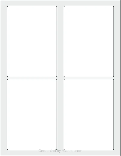 Avery Presta® 97191 template with 4 rectangular 3.5 x 5 inch labels per sheet, on Letter-size adhesive blank label sheets.
