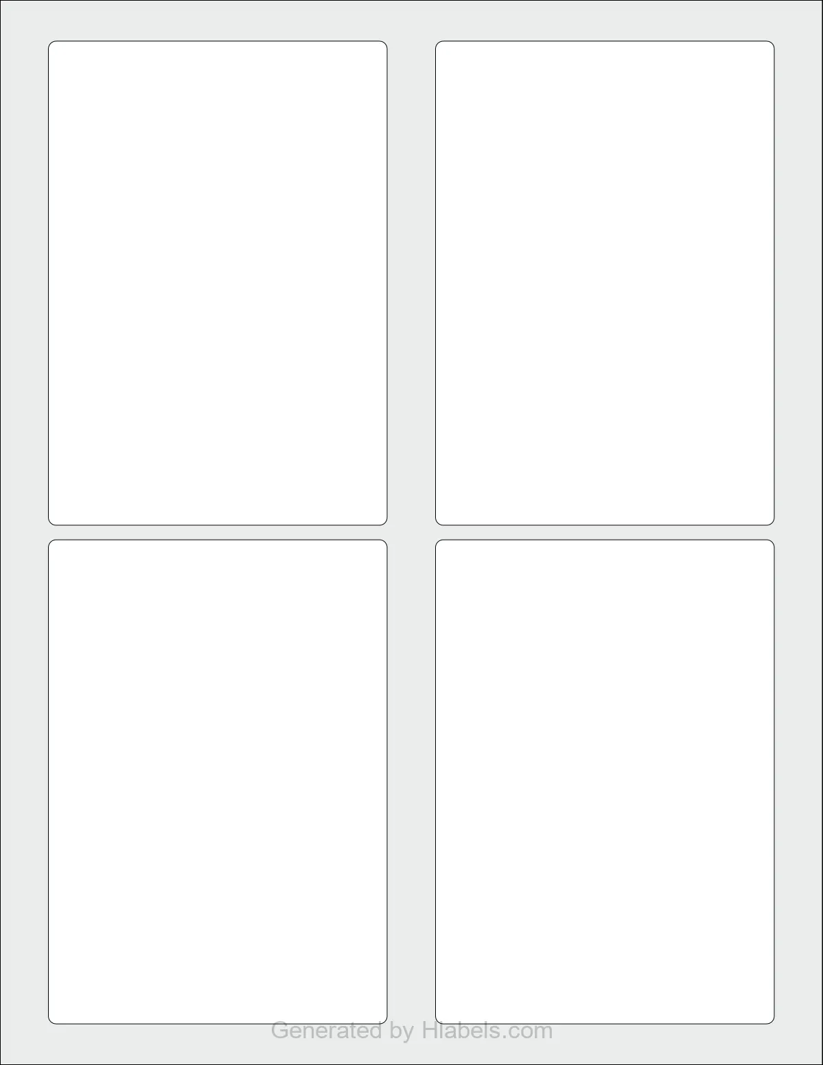 Avery Presta® 97191 template with 4 rectangular 3.5 x 5 inch labels per sheet, on Letter-size adhesive blank label sheets.