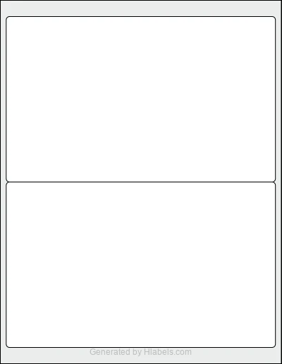 Avery Presta® 97193 template with 2 rectangular 8.125 x 5 inch labels per sheet, on Letter-size adhesive blank label sheets.