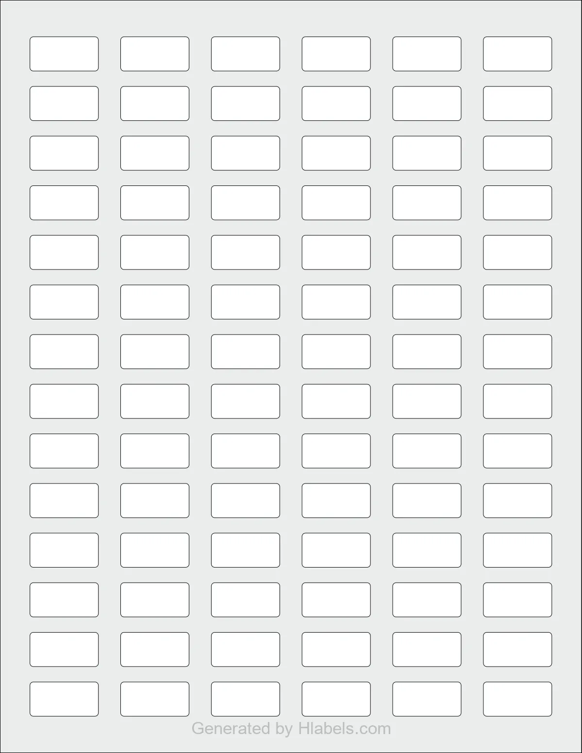 Avery Presta® 97218 template with 84 rectangular 1 x 0.5 inch labels per sheet, on Letter-size adhesive blank label sheets.