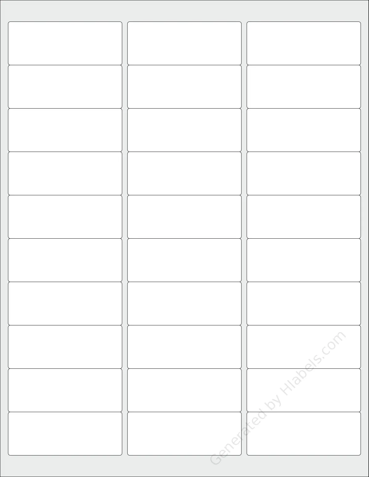 Besteasy® 30UP template with 30 rectangular 2.625 x 1 inch labels per sheet, on Letter-size adhesive blank label sheets.