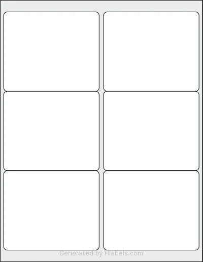 Bestiker® 6 template with 6 rectangular 4 x 3.3333 inch labels per sheet, on Letter-size adhesive blank label sheets.