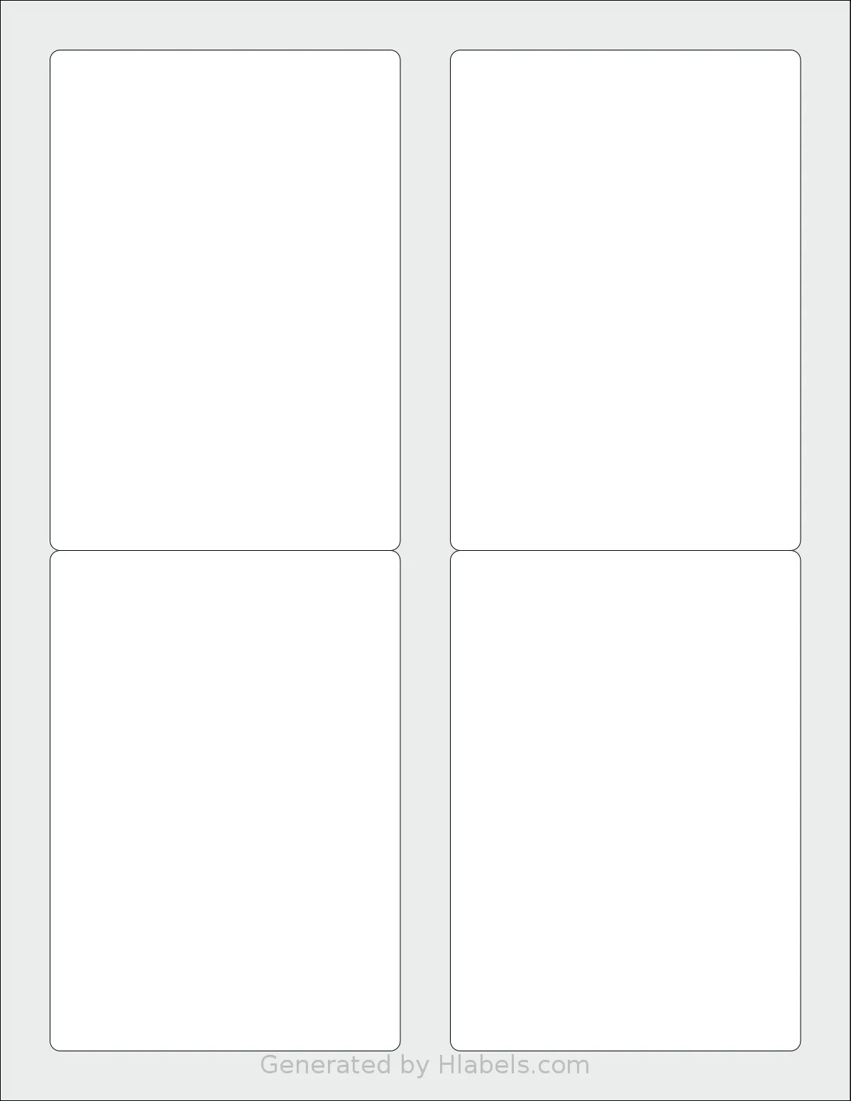Betckey® 4UP template with 4 rectangular 3.5 x 5 inch labels per sheet, on Letter-size adhesive blank label sheets.