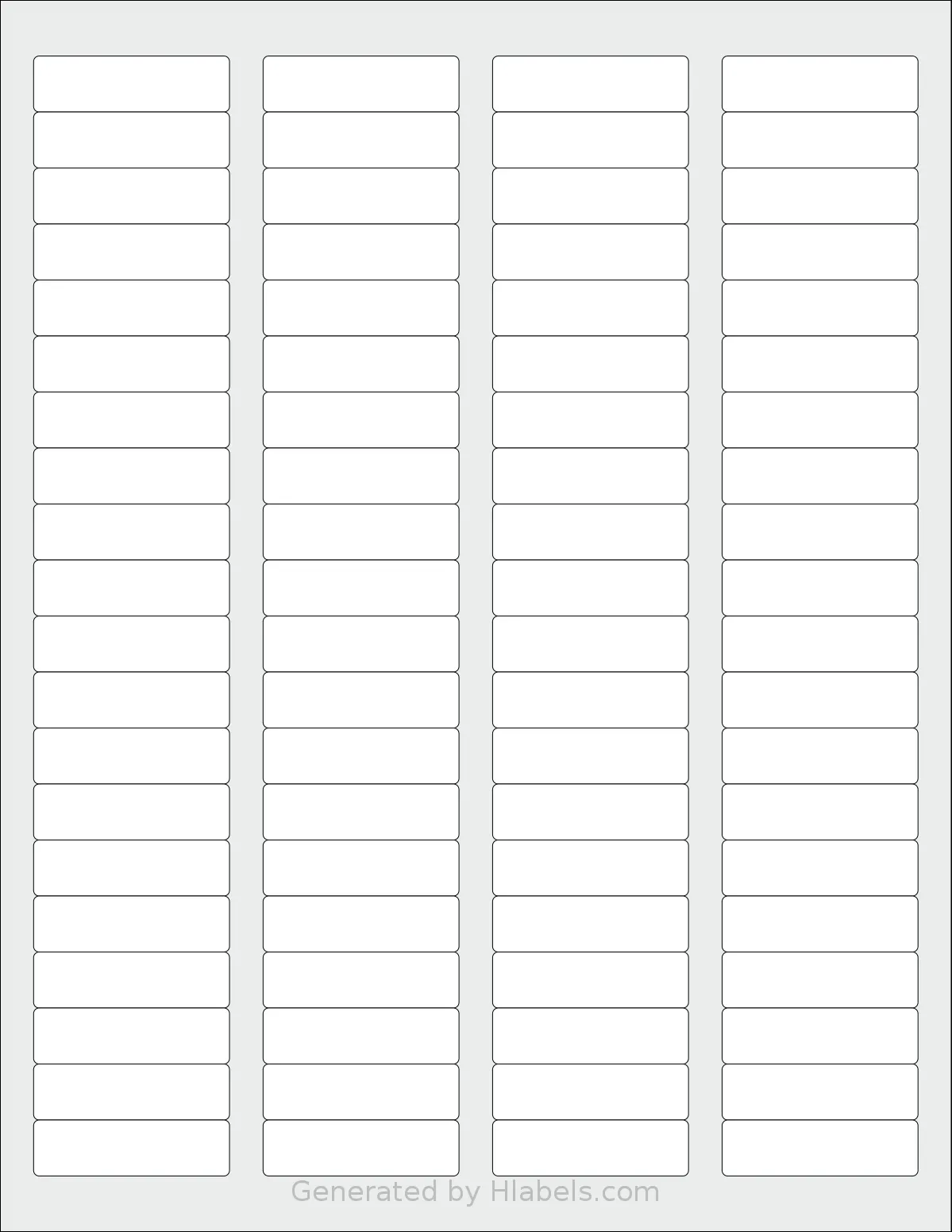Betckey® 80UP template with 80 rectangular 1.75 x 0.5 inch labels per sheet, on Letter-size adhesive blank label sheets.
