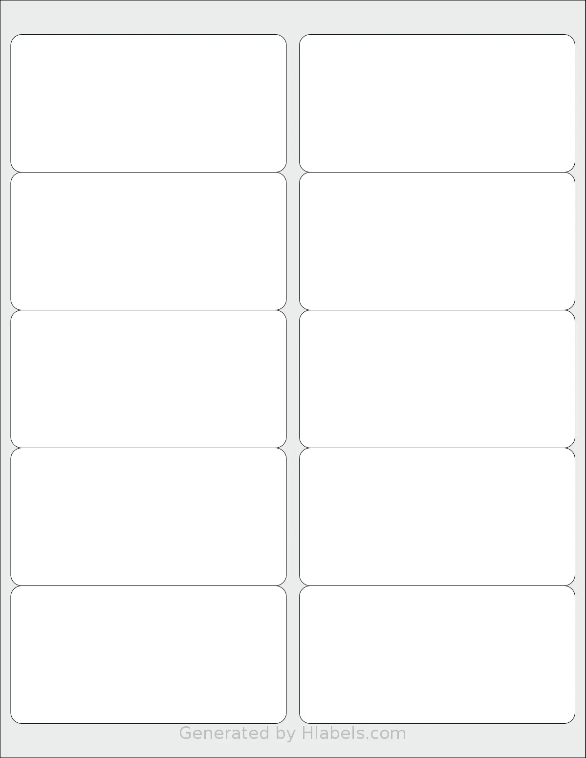 BIAlabel® 2x4 template with 10 rectangular 4 x 2 inch labels per sheet, on Letter-size adhesive blank label sheets.