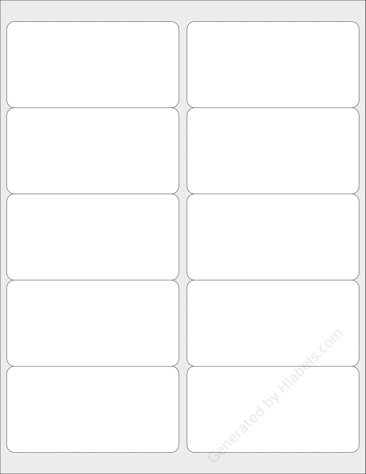 BlancoLabels® DL-4020 template with 10 rectangular 4 x 2 inch labels per sheet, on Letter-size adhesive blank label sheets.