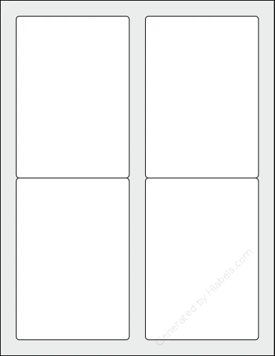 BlancoLabels® DL-4153 template with 4 rectangular 3.5 x 5 inch labels per sheet, on Letter-size adhesive blank label sheets.