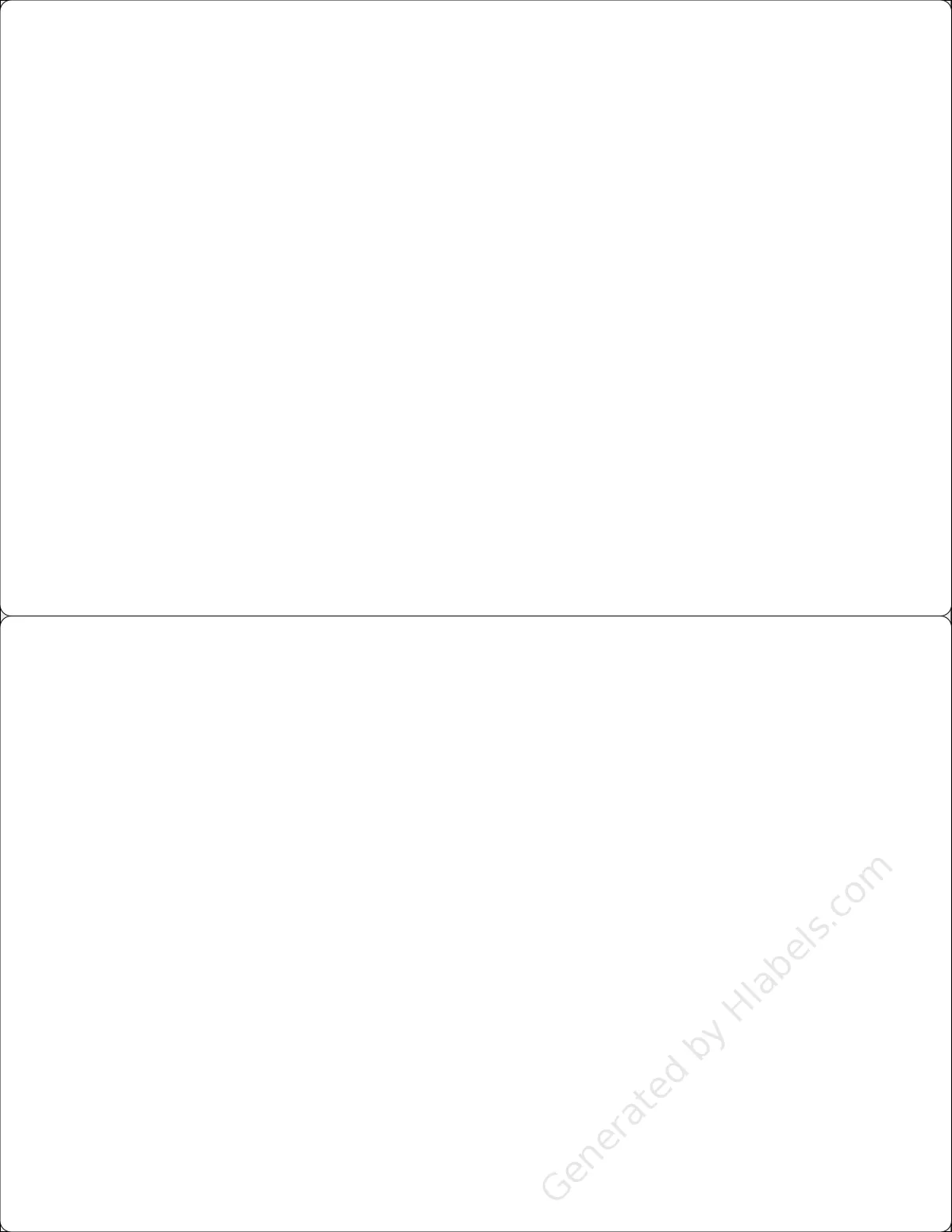 BlancoLabels® DL-8555 template with 2 rectangular 8.5 x 5.5 inch labels per sheet, on Letter-size adhesive blank label sheets.
