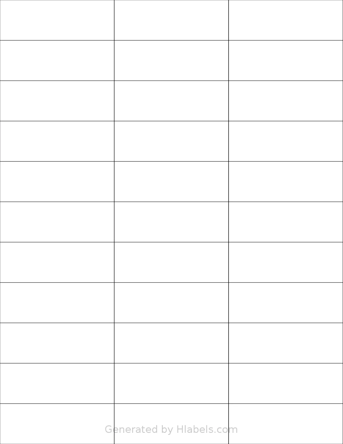 Blanklabels® EL-SL-33 template with 33 rectangular 2.83 x 1 inch labels per sheet, on Letter-size adhesive blank label sheets.