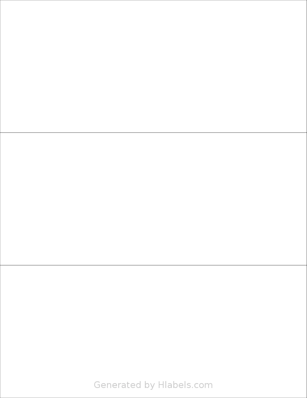 Blanklabels® EL-SL-H3 template with 3 rectangular 8.5 x 3.67 inch labels per sheet, on Letter-size adhesive blank label sheets.