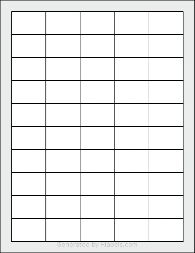 Blanklabels® EL-SL-SC50 template with 50 rectangular 1.5 x 1 inch labels per sheet, on Letter-size adhesive blank label sheets.