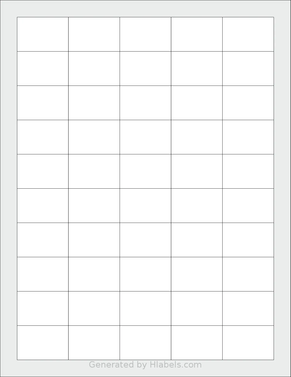 Blanklabels® EL-SL-SC50 template with 50 rectangular 1.5 x 1 inch labels per sheet, on Letter-size adhesive blank label sheets.