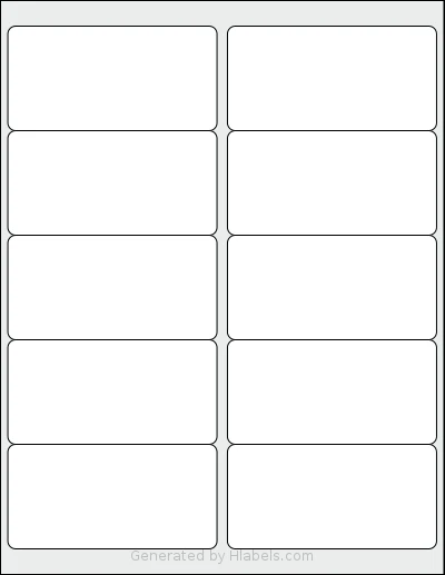 Bleidruck® 10UP template with 10 rectangular 4 x 2 inch labels per sheet, on Letter-size adhesive blank label sheets.