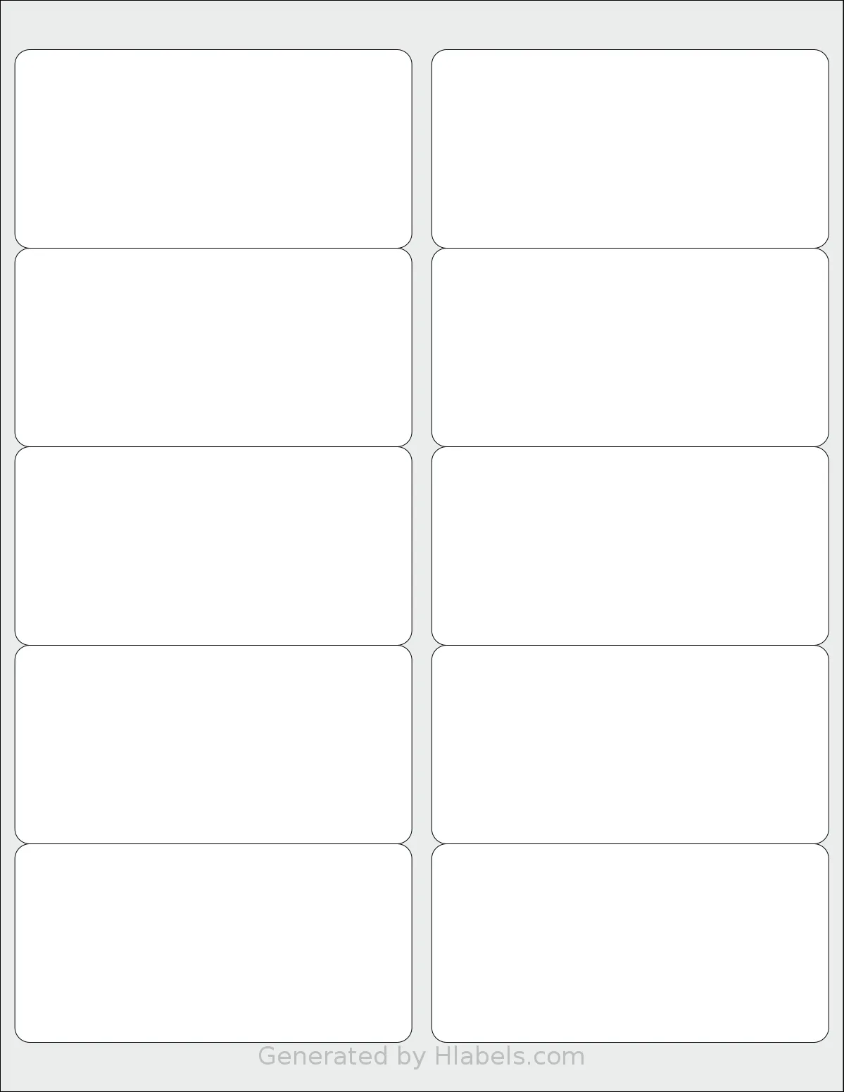 Bleidruck® 10UP template with 10 rectangular 4 x 2 inch labels per sheet, on Letter-size adhesive blank label sheets.