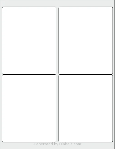 Bleidruck® 4UP template with 4 rectangular 4 x 5 inch labels per sheet, on Letter-size adhesive blank label sheets.