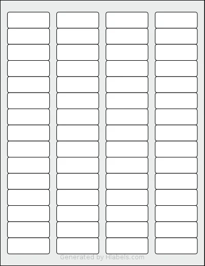 Bleidruck® 60UP template with 60 rectangular 1.75 x 0.6666 inch labels per sheet, on Letter-size adhesive blank label sheets.