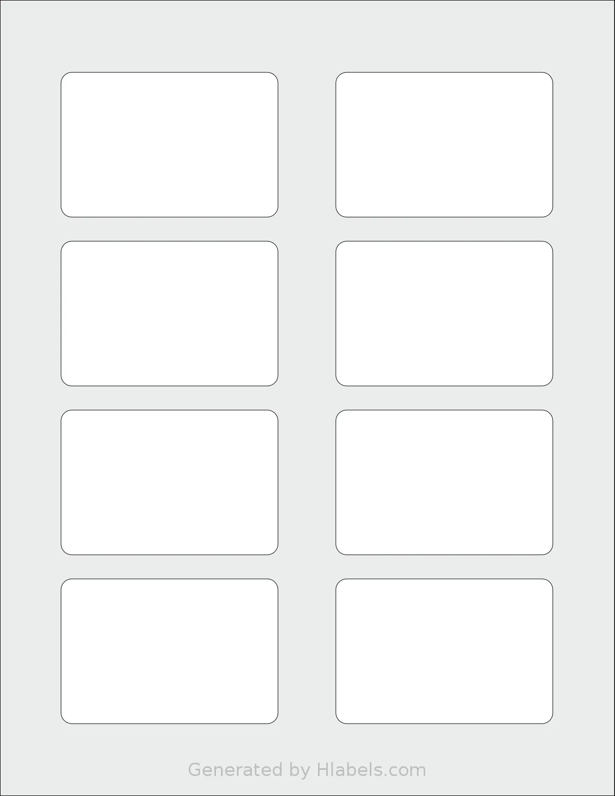 Bleidruck® 8UP template with 8 rectangular 3 x 2 inch labels per sheet, on Letter-size adhesive blank label sheets.