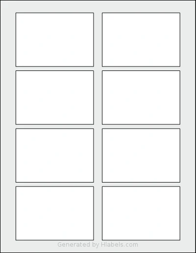 Bleidruck® 8UP1 template with 8 rectangular 3.375 x 2.333 inch labels per sheet, on Letter-size adhesive blank label sheets.