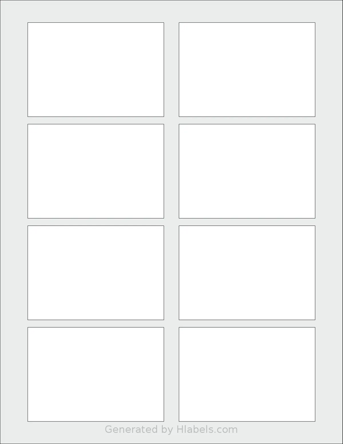 Bleidruck® 8UP1 template with 8 rectangular 3.375 x 2.333 inch labels per sheet, on Letter-size adhesive blank label sheets.