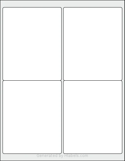 Bostlabels® 4UP template with 4 rectangular 4 x 5 inch labels per sheet, on Letter-size adhesive blank label sheets.