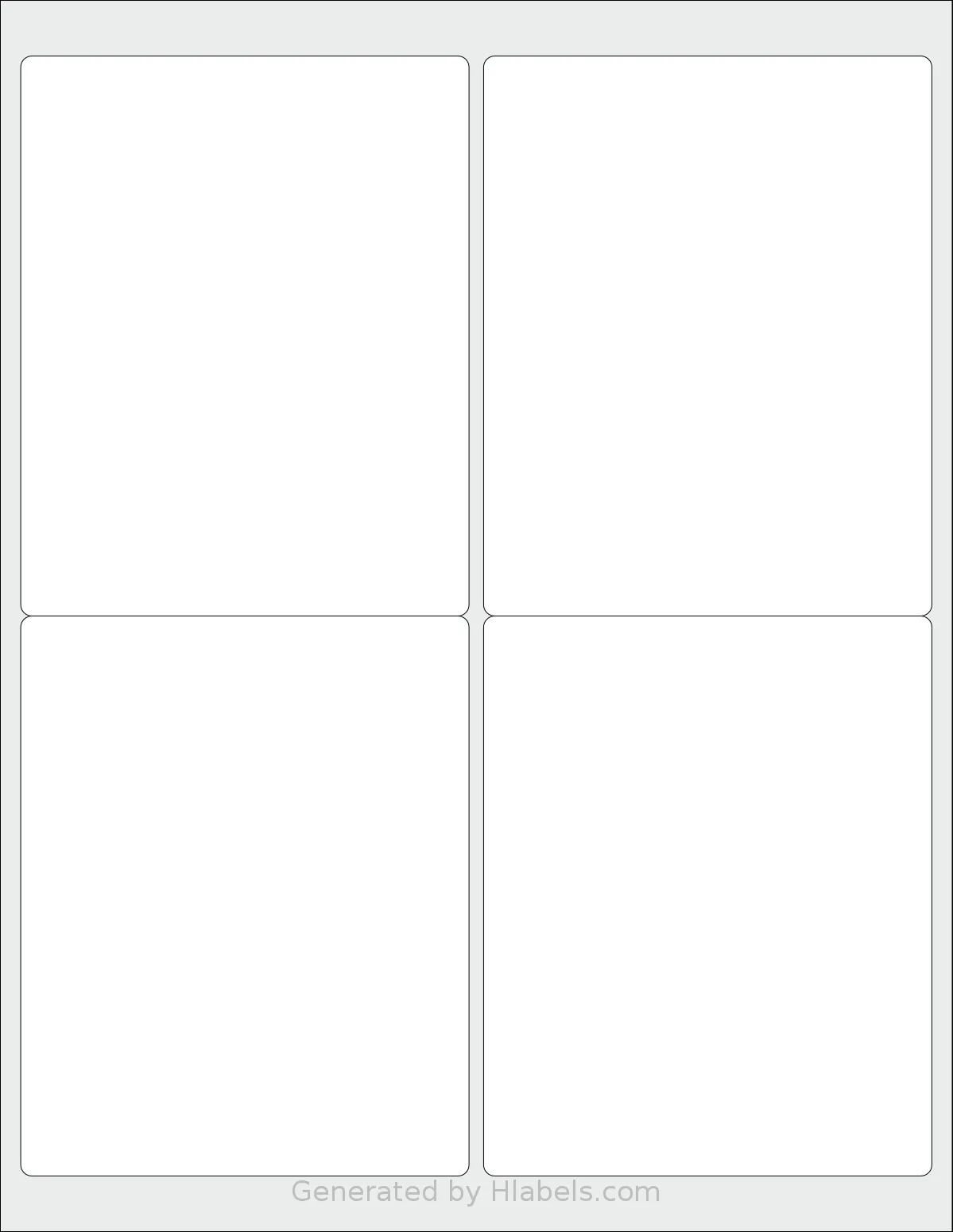 Bostlabels® 4UP template with 4 rectangular 4 x 5 inch labels per sheet, on Letter-size adhesive blank label sheets.