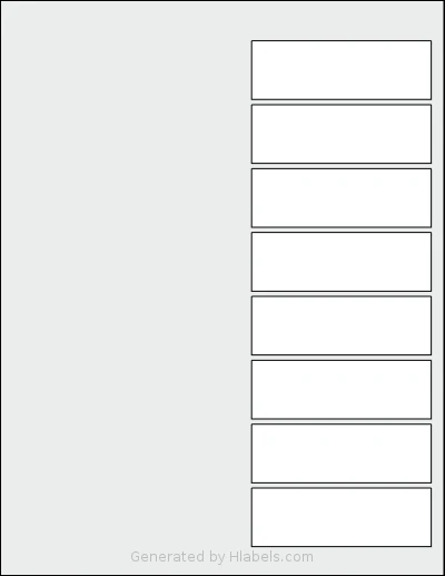 BusinessSource® BSN11186 template with 8 rectangular 3.435 x 1.12 inch labels per sheet, on Letter-size adhesive blank label sheets.