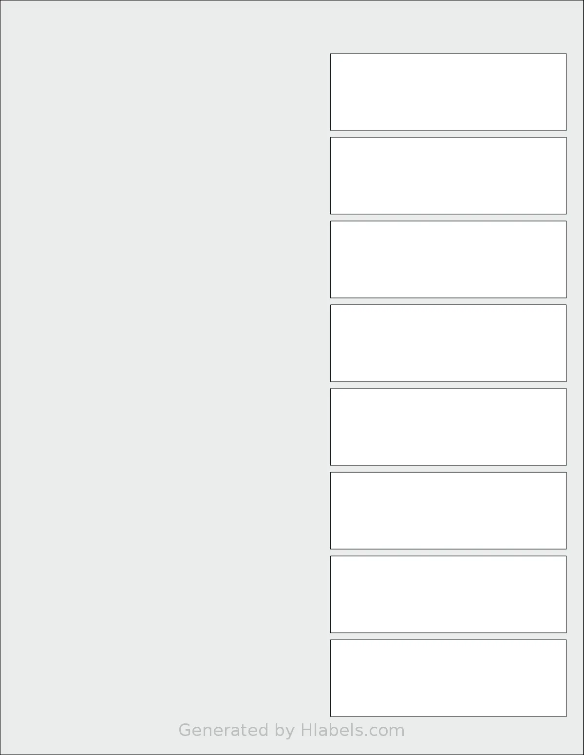 BusinessSource® BSN11186 template with 8 rectangular 3.435 x 1.12 inch labels per sheet, on Letter-size adhesive blank label sheets.