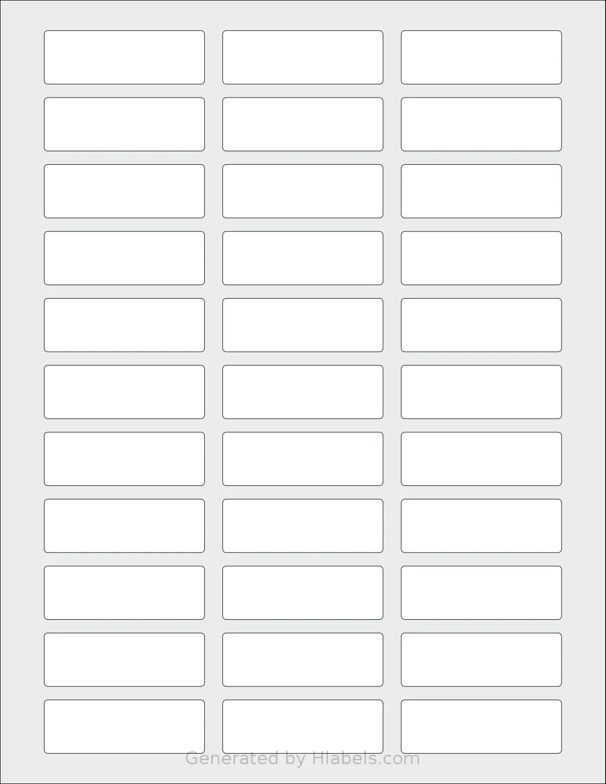 ChromaLabel® CAL01295 template with 33 rectangular 2.25 x 0.75 inch labels per sheet, on Letter-size adhesive blank label sheets.