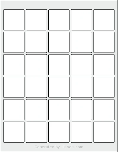 ChromaLabel® CAL04460S Template ChromaLabel® CAL04460S template with 30 square 1.5 x 1.5 inch labels per sheet, on Letter-size adhesive blank label sheets.