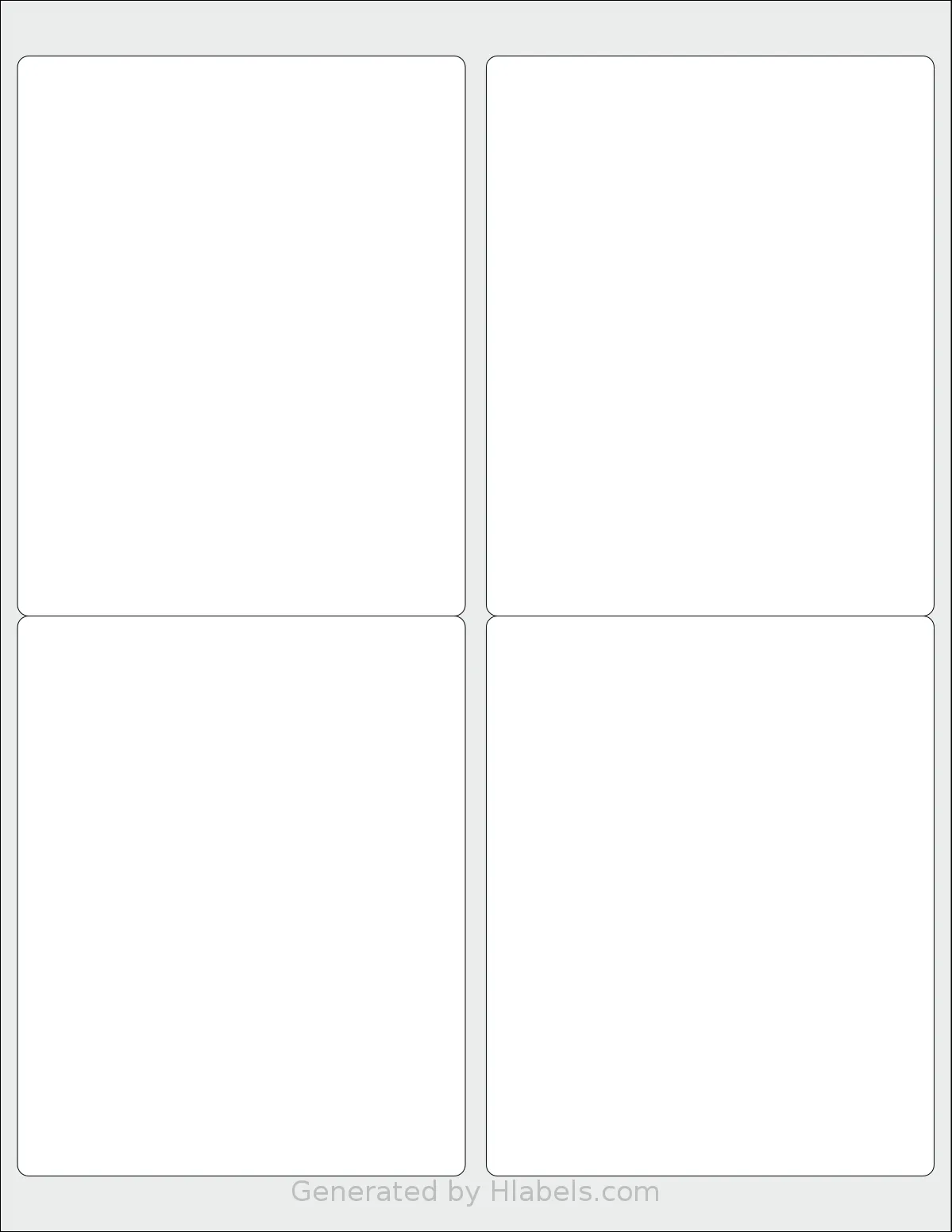Dashleigh® 8380 template with 4 rectangular 4 x 5 inch labels per sheet, on Letter-size adhesive blank label sheets.