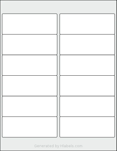 Dashleigh® 8385 Template Dashleigh® 8385 template with 12 rectangular 4 x 1.5 inch labels per sheet, on Letter-size adhesive blank label sheets.