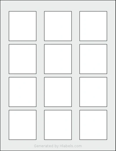 Dashleigh® 8387 Template Dashleigh® 8387 template with 12 rectangular 2 x 2.15 inch labels per sheet, on Letter-size adhesive blank label sheets.