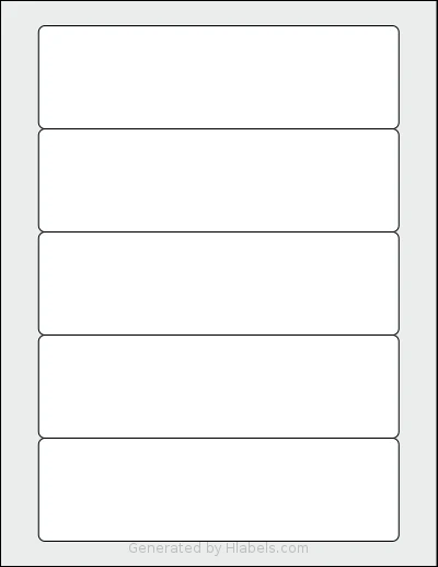 Dashleigh® 8388 Template Dashleigh® 8388 template with 5 rectangular 7 x 2 inch labels per sheet, on Letter-size adhesive blank label sheets.
