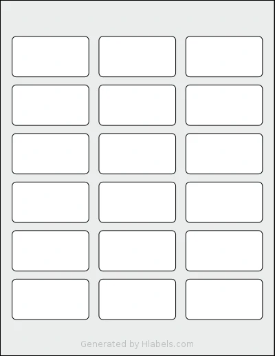 Dashleigh® 8389 Template Dashleigh® 8389 template with 18 rectangular 2.375 x 1.25 inch labels per sheet, on Letter-size adhesive blank label sheets.