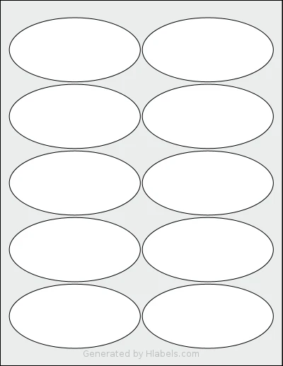 Dashleigh® 8413 Template Dashleigh® 8413 template with 10 oval 3.94 x 1.93 inch labels per sheet, on Letter-size adhesive blank label sheets.