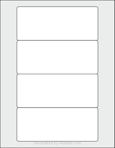 Dashleigh® 8414 Template Dashleigh® 8414 template with 4 rectangular 6 x 2.5 inch labels per sheet, on Letter-size adhesive blank label sheets.
