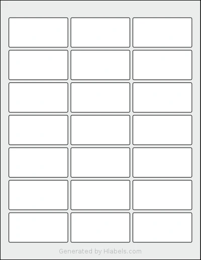 Dashleigh® 8421 Template Dashleigh® 8421 template with 21 rectangular 2.5 x 1.25 inch labels per sheet, on Letter-size adhesive blank label sheets.