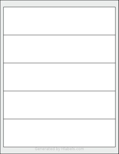 Dashleigh® 8422 Template Dashleigh® 8422 template with 5 rectangular 8 x 2 inch labels per sheet, on Letter-size adhesive blank label sheets.