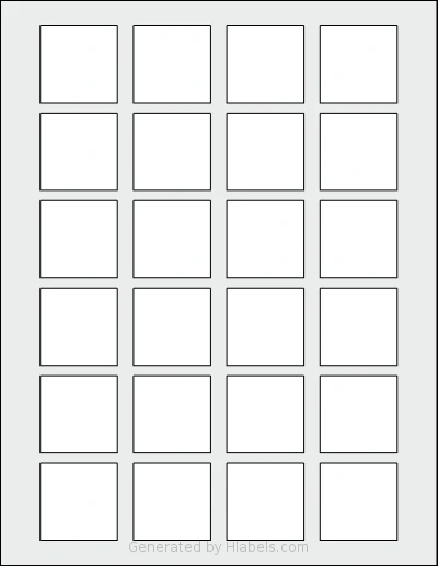 Dashleigh® 8426 Template Dashleigh® 8426 template with 24 square 1.5 x 1.5 inch labels per sheet, on Letter-size adhesive blank label sheets.