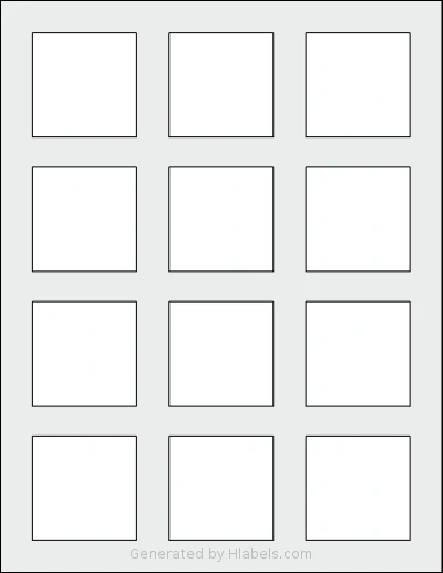 Dashleigh® 8427 Template Dashleigh® 8427 template with 12 square 2 x 2 inch labels per sheet, on Letter-size adhesive blank label sheets.