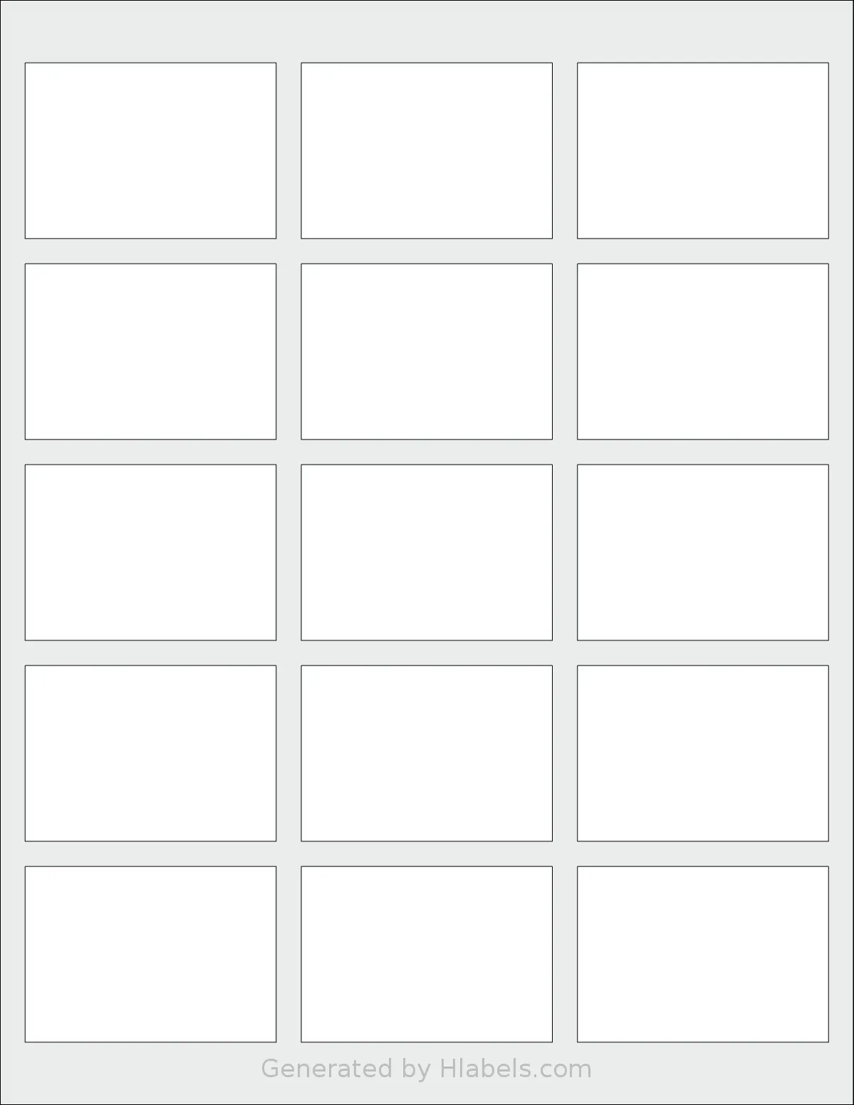 Dashleigh® 8431 template with 15 rectangular 2.5 x 1.75 inch labels per sheet, on Letter-size adhesive blank label sheets.