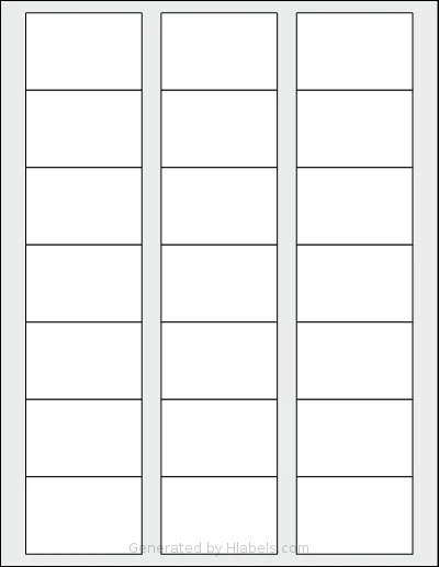Dashleigh® 8442 Template Dashleigh® 8442 template with 21 rectangular 2.25 x 1.5 inch labels per sheet, on Letter-size adhesive blank label sheets.