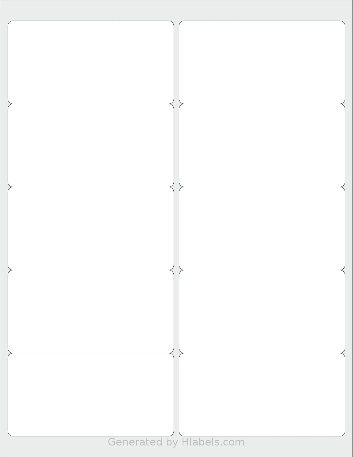Dashleigh® 8447 template with 10 rectangular 4 x 2 inch labels per sheet, on Letter-size adhesive blank label sheets.