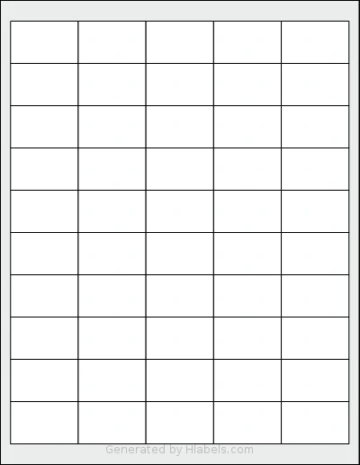Demco® 1494227 template with 50 rectangular 1.6 x 1 inch labels per sheet, on Letter-size adhesive blank label sheets.