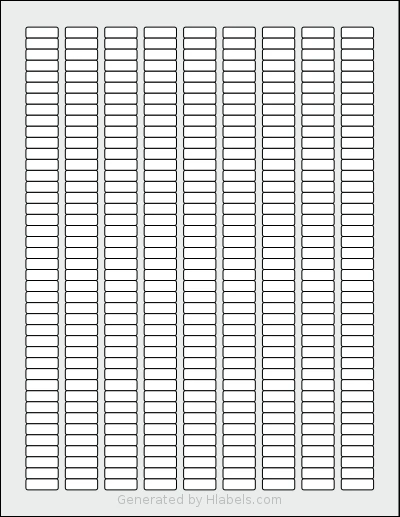 Demco® 20583170 template with 378 rectangular 0.6875 x 0.2344 inch labels per sheet, on Letter-size adhesive blank label sheets.